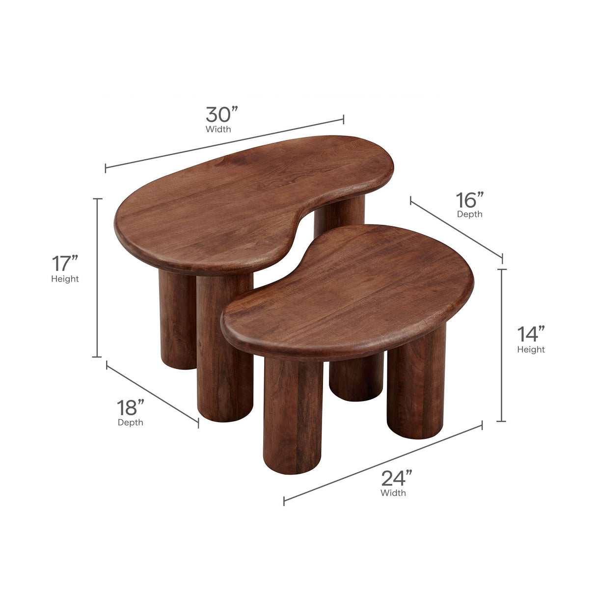 Hackney Mango Wood Nesting Coffee Table Set by Modway