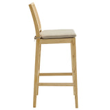 Ovard Wood and Rattan Bar Stool by Modway