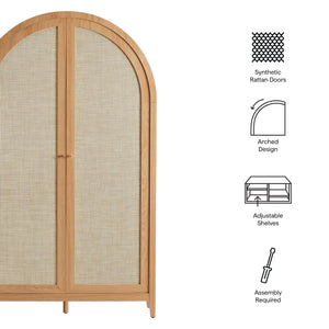 Calista 79" Tall Wide Rattan Arched Storage Cabinet by Modway