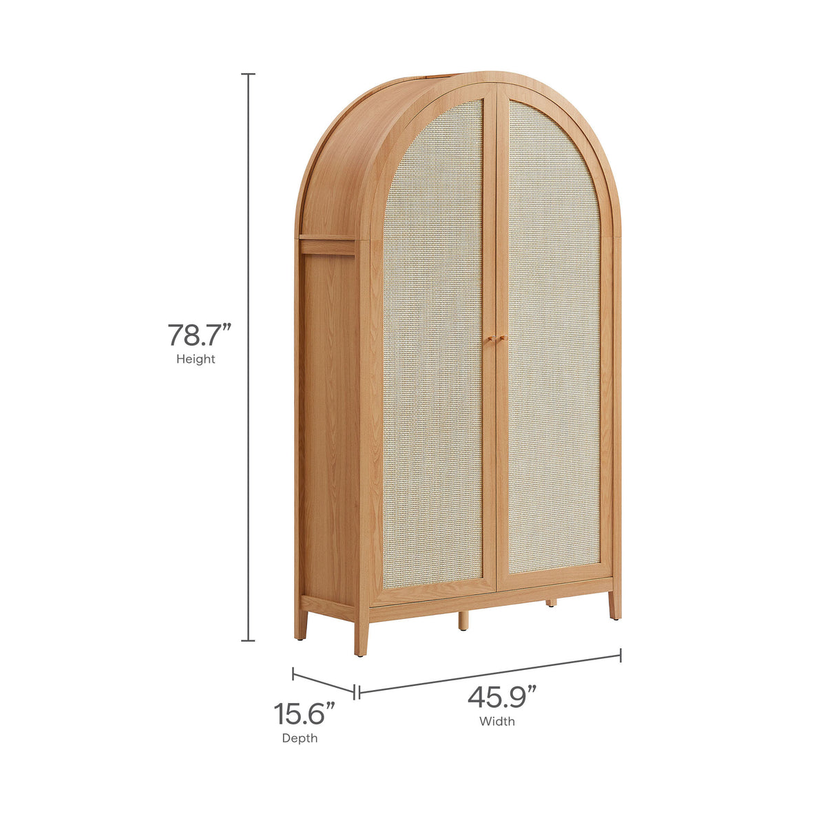 Calista 79" Tall Wide Rattan Arched Storage Cabinet by Modway