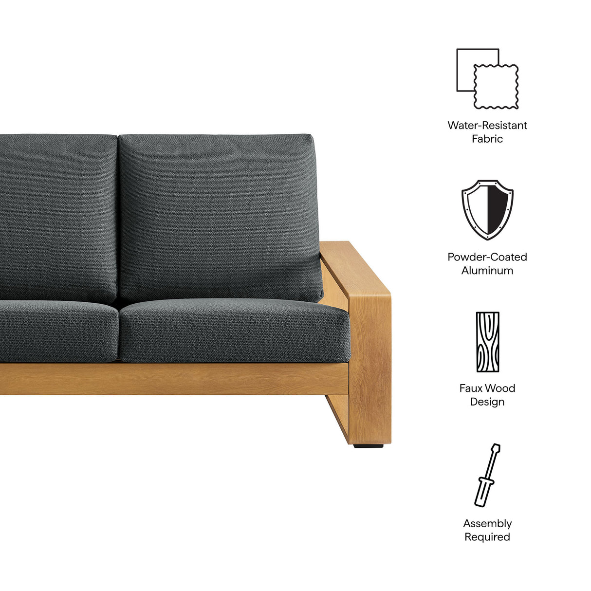 Lirienne Outdoor Patio Aluminum Faux Wood Loveseat by Modway