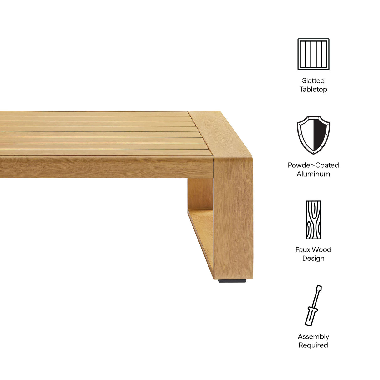 Lirienne Outdoor Patio Aluminum Faux Wood Coffee Table by Modway