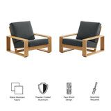 Lirienne Outdoor Patio Aluminum Faux Wood Armchairs Set of 2 by Modway