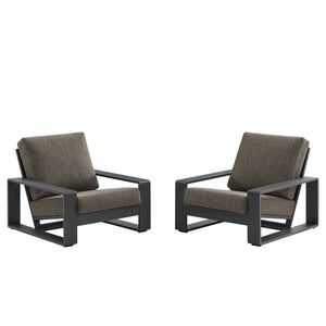 Lirienne Outdoor Patio Aluminum Faux Wood Armchairs Set of 2 by Modway
