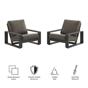 Lirienne Outdoor Patio Aluminum Faux Wood Armchairs Set of 2 by Modway