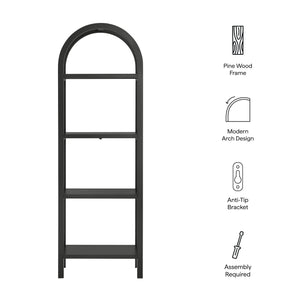 Vexley 72 Inch Tall Narrow Arched Bookshelf by Modway