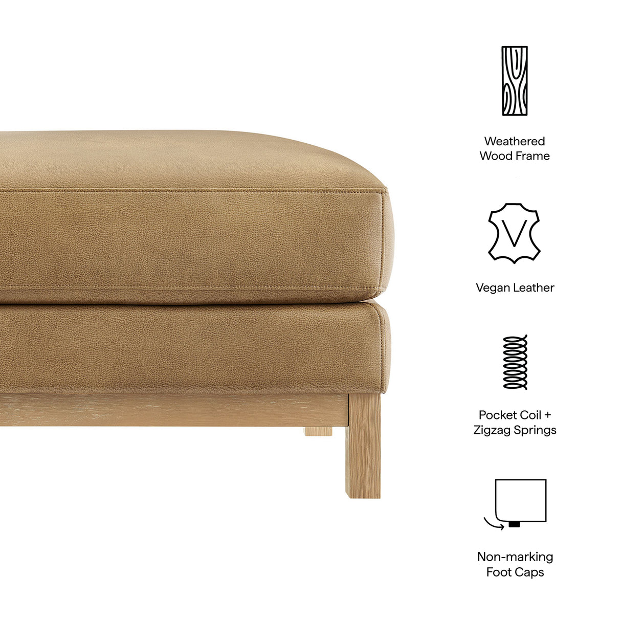 Roscoe Vegan Leather Ottoman by Modway