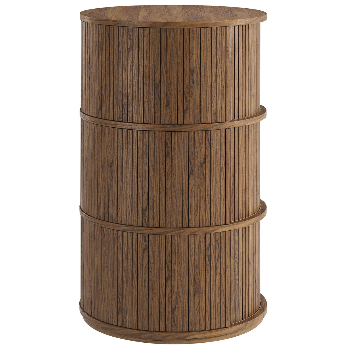 Clement Round Pedestal Stand Storage Table with Sliding Tambour Doors