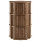 Clement Round Pedestal Stand Storage Table with Sliding Tambour Doors