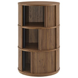Clement Round Pedestal Stand Storage Table with Sliding Tambour Doors