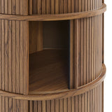 Clement Round Pedestal Stand Storage Table with Sliding Tambour Doors