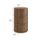Clement Round Pedestal Stand Storage Table with Sliding Tambour Doors
