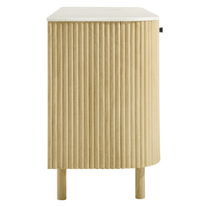 Caldera 60" Curved Solid Wood and Marble Sideboard Storage Cabinet by Modway
