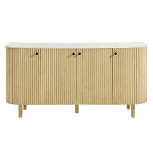 Caldera 60" Curved Solid Wood and Marble Sideboard Storage Cabinet by Modway