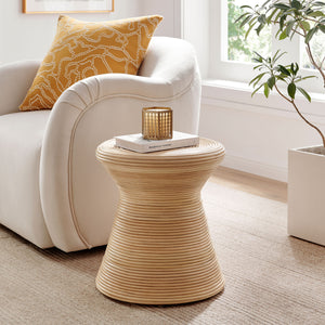 Tavi Hourglass Natural Rattan Round Side Table by Modway