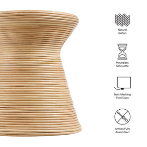 Tavi Hourglass Natural Rattan Round Side Table by Modway
