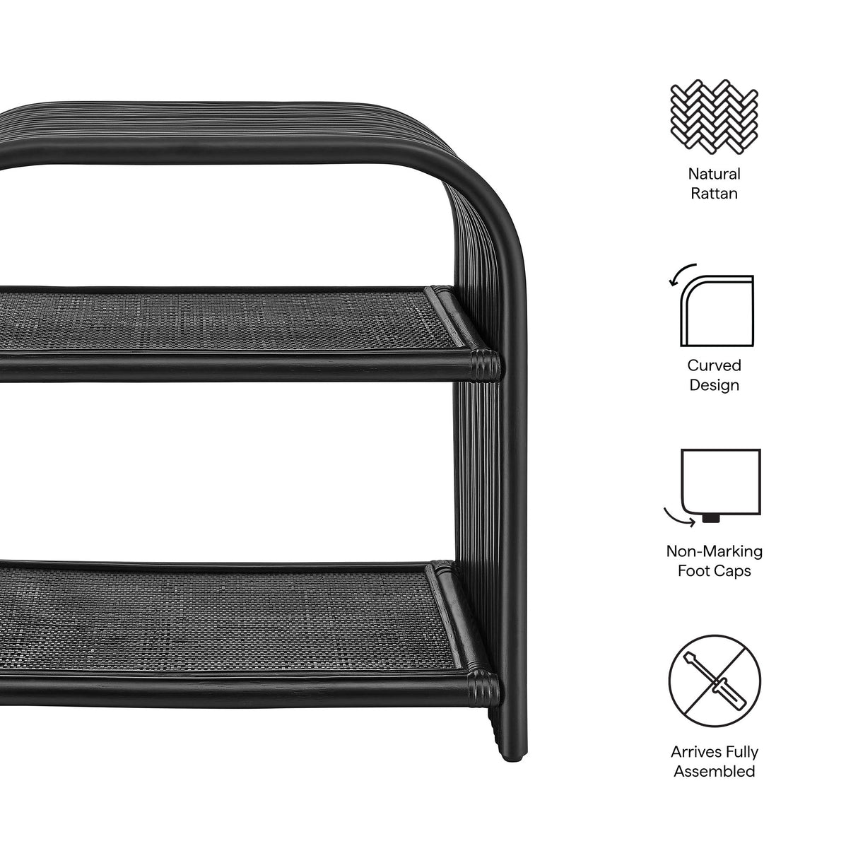 Eve Curved Natural Rattan Side Table by Modway