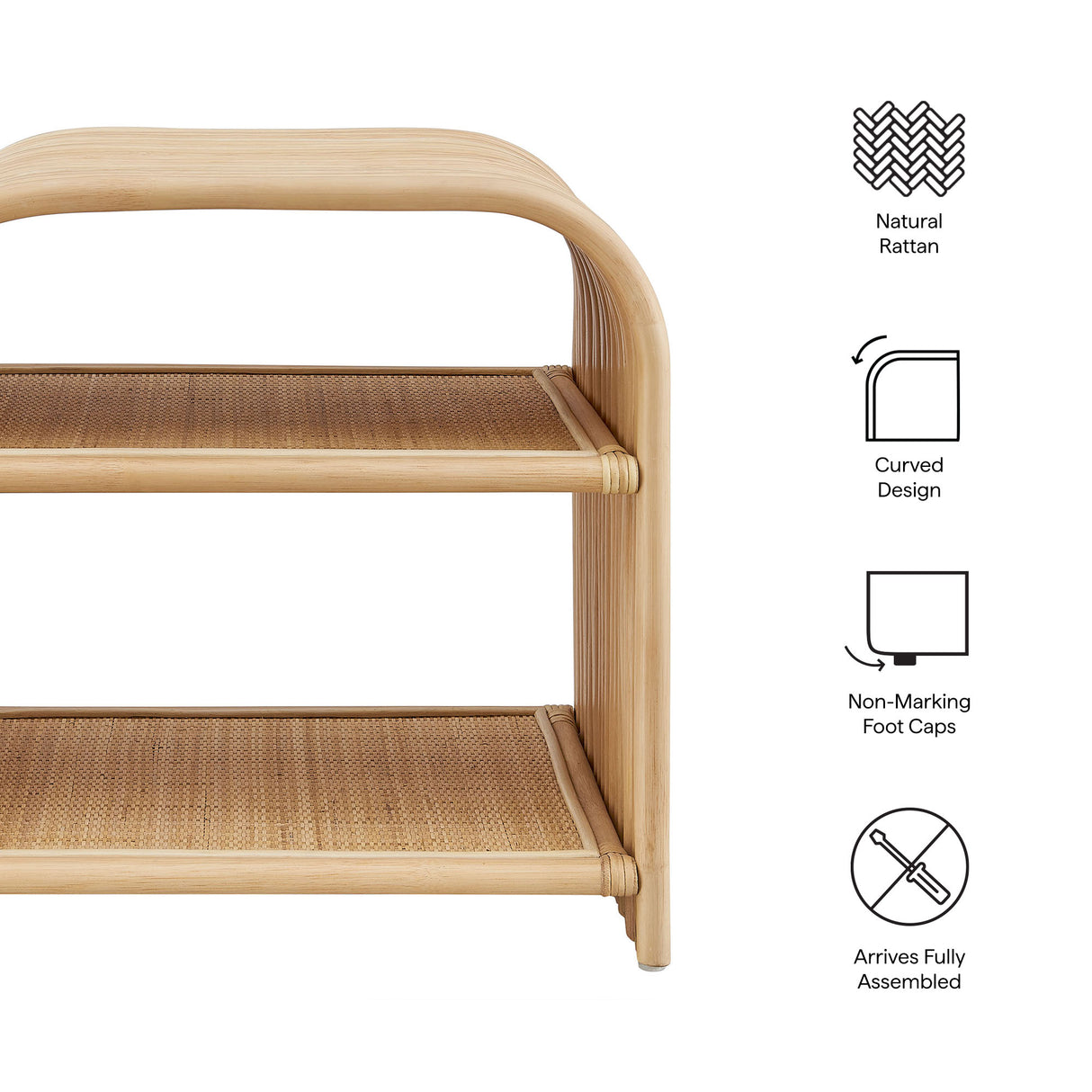 Eve Curved Natural Rattan Side Table by Modway