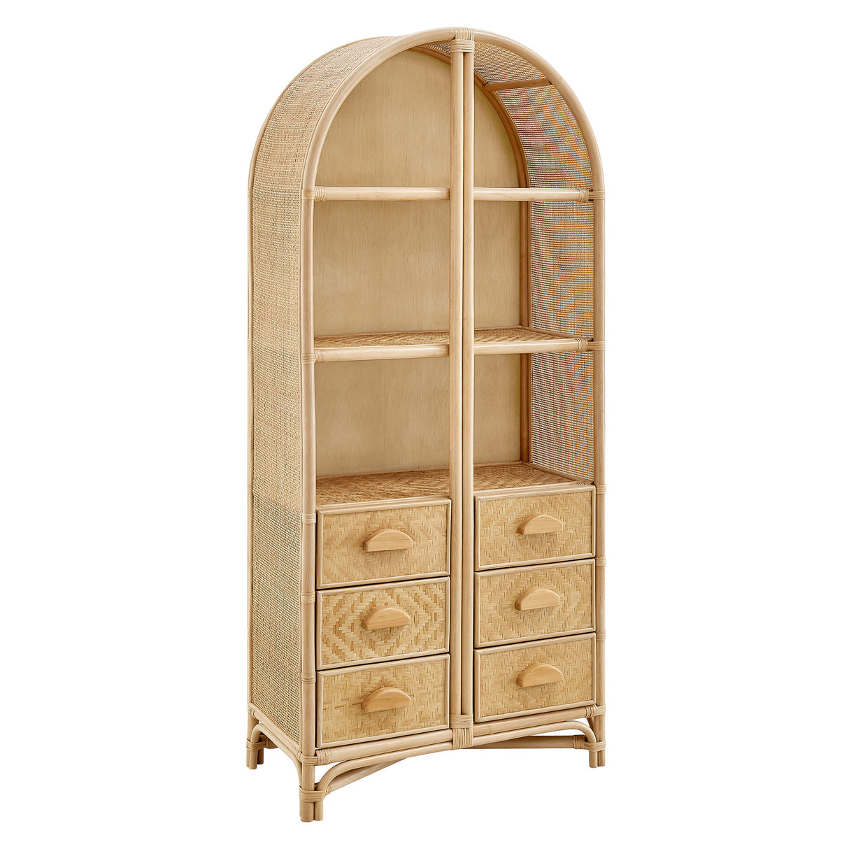 Jane 71 Inch Tall Arched Natural Rattan Bookshelf by Modway