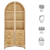 Jane 71 Inch Tall Arched Natural Rattan Bookshelf by Modway