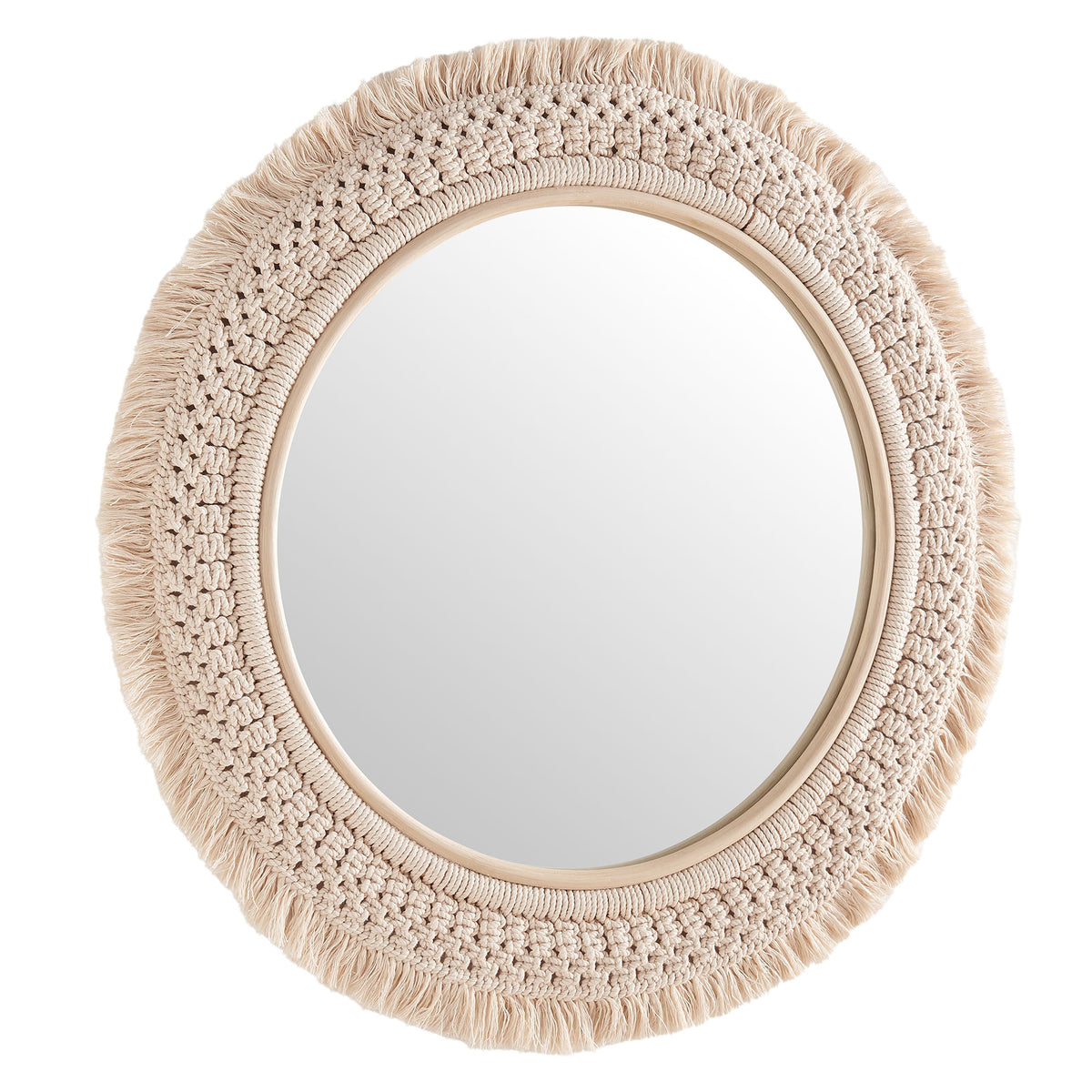 Jade Round Rattan Macrame Wall Mirror by Modway - Boho Vintage Decor ...