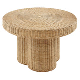 Ainsley 32 Inch Round Natural Rattan Coffee Table