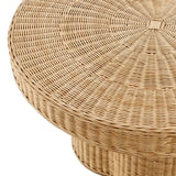 Ainsley 32 Inch Round Natural Rattan Coffee Table