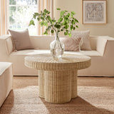 Ainsley 32 Inch Round Natural Rattan Coffee Table