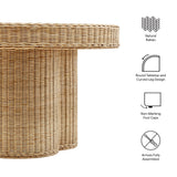Ainsley 32 Inch Round Natural Rattan Coffee Table