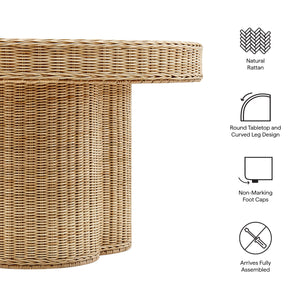 Ainsley 32 Inch Round Natural Rattan Coffee Table