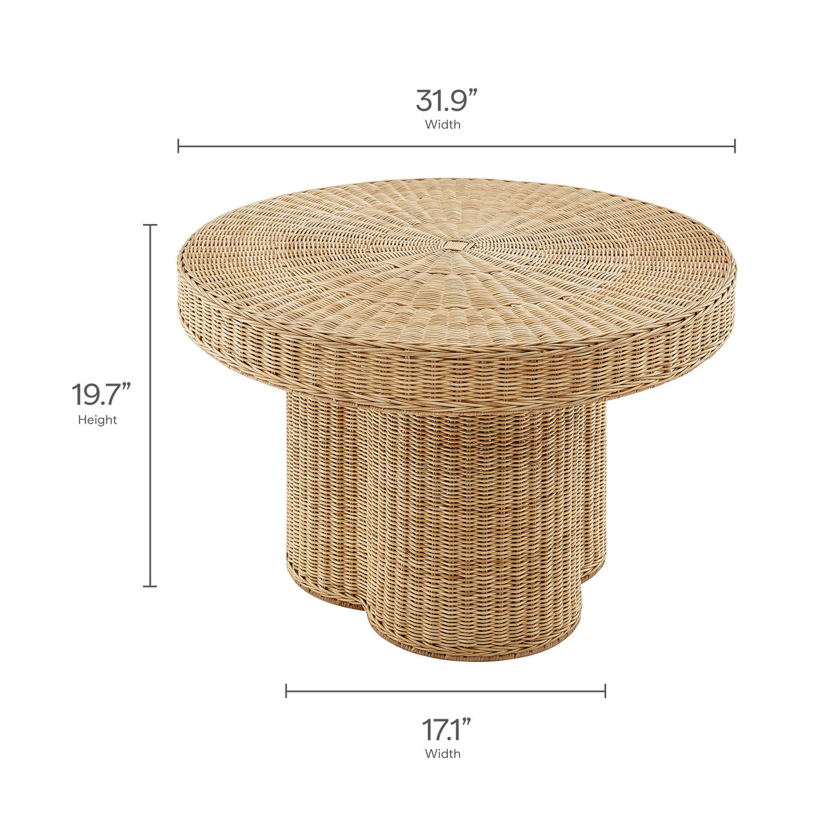 Ainsley 32 Inch Round Natural Rattan Coffee Table