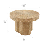 Ainsley 32 Inch Round Natural Rattan Coffee Table