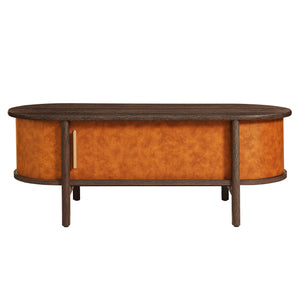 Coralie Curved Vegan Leather Oval Coffee Table by Modway