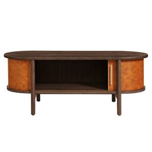 Coralie Curved Vegan Leather Oval Coffee Table by Modway
