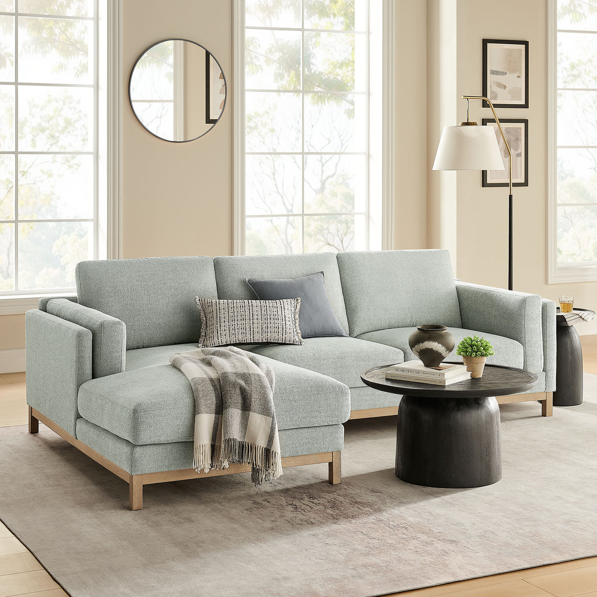 Roscoe Left-Facing Fabric Sectional Sofa with Chaise by Modway