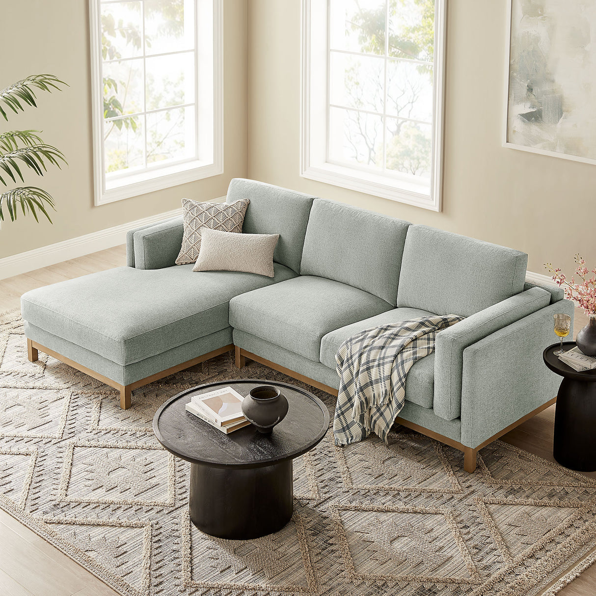 Roscoe Left-Facing Fabric Sectional Sofa with Chaise by Modway