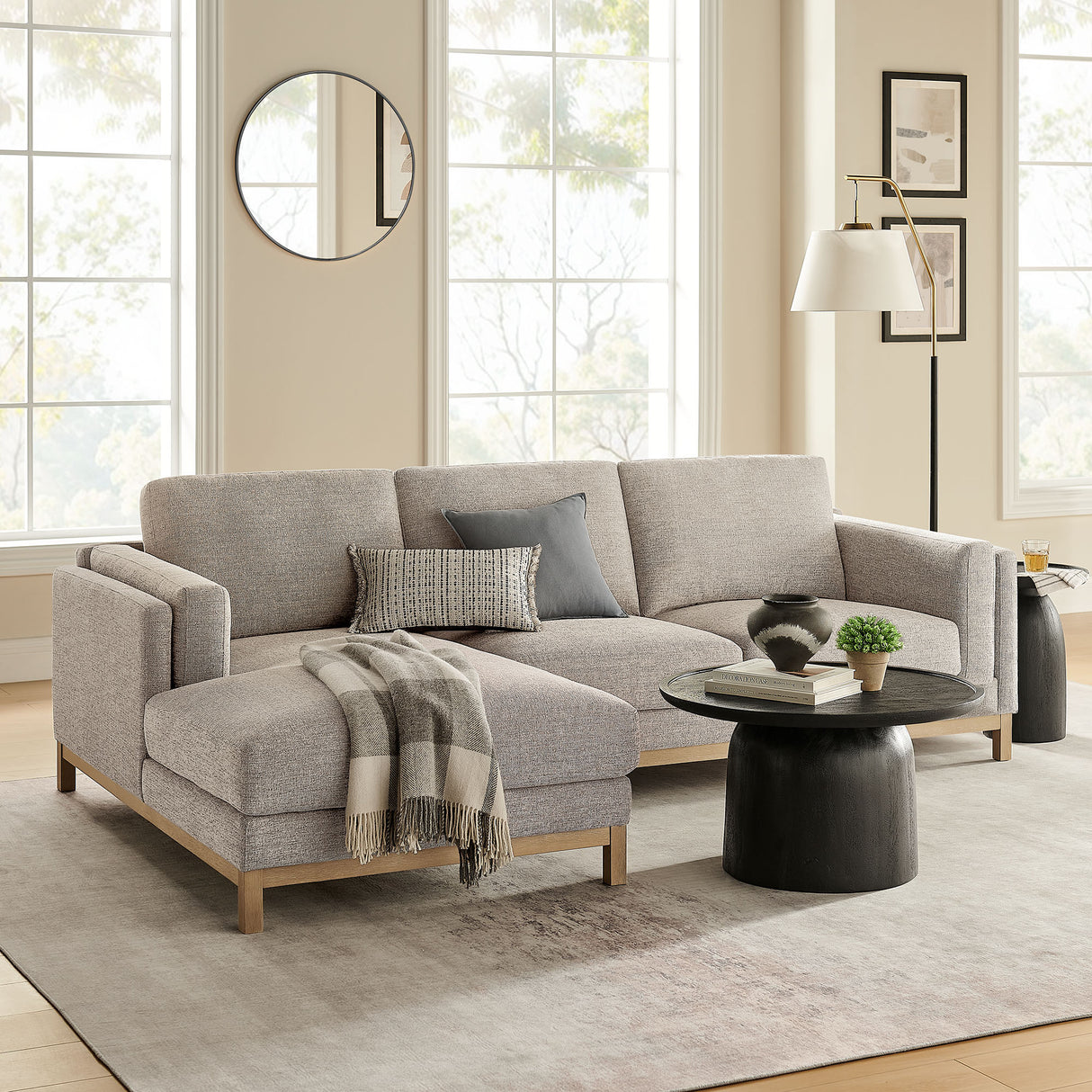 Roscoe Left-Facing Fabric Sectional Sofa with Chaise by Modway
