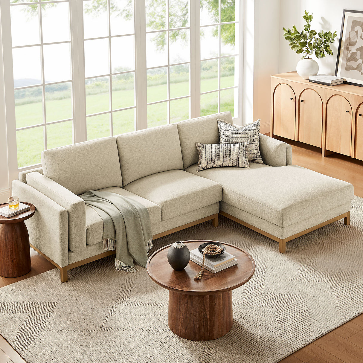 Roscoe Right-Facing Fabric Sectional Sofa with Chaise by Modway