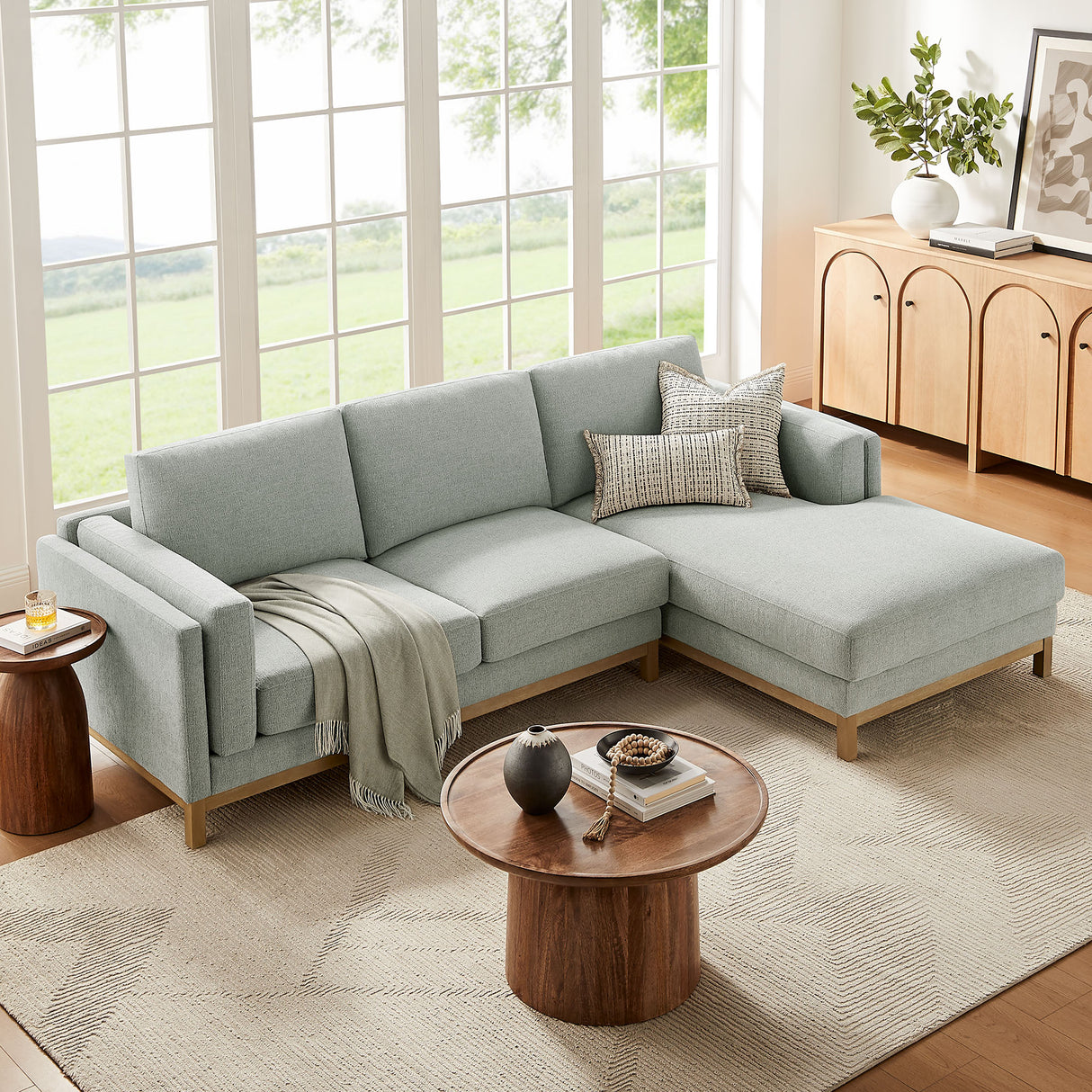 Roscoe Right-Facing Fabric Sectional Sofa with Chaise by Modway