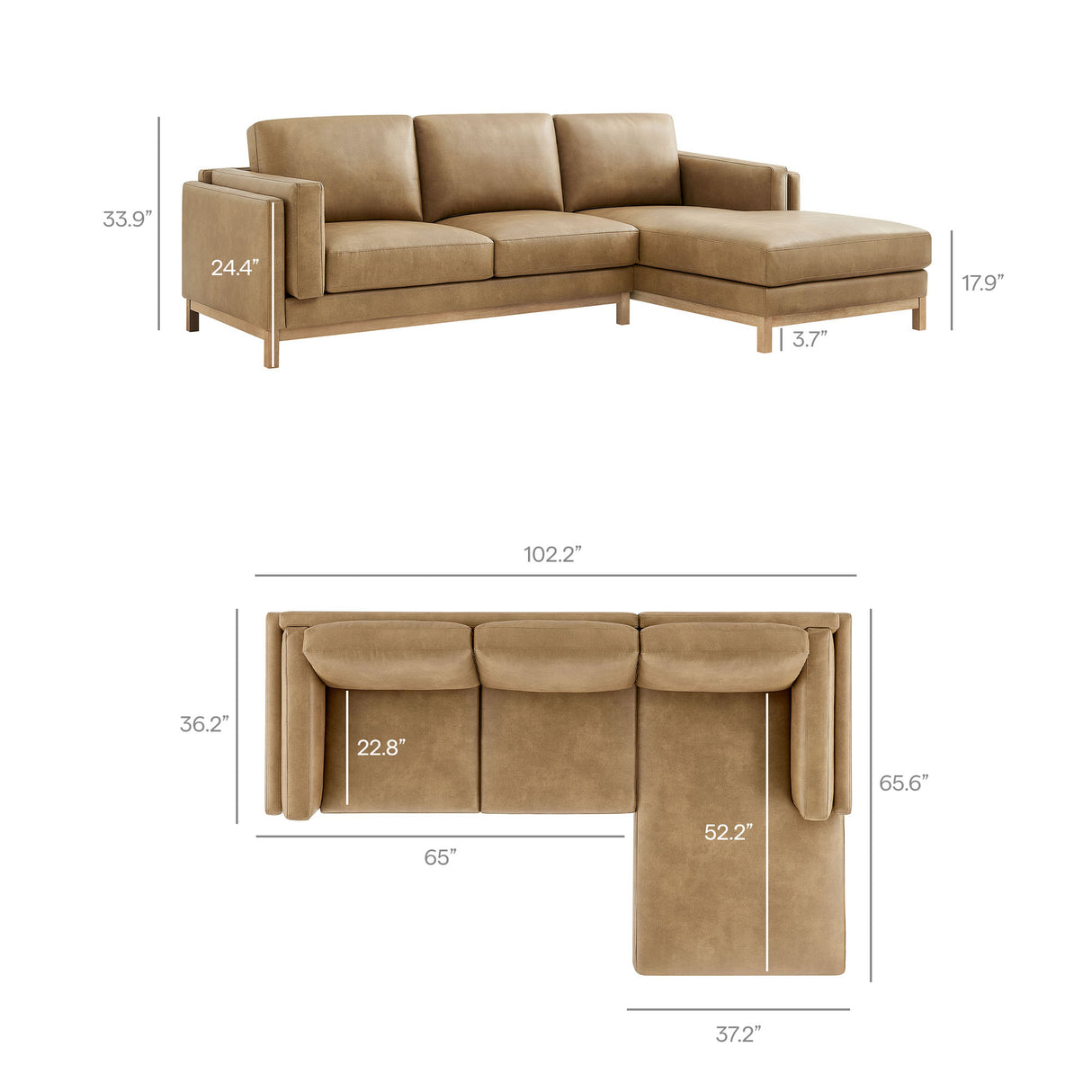 Roscoe Right-Facing Vegan Leather Sectional Sofa with Chaise by Modway