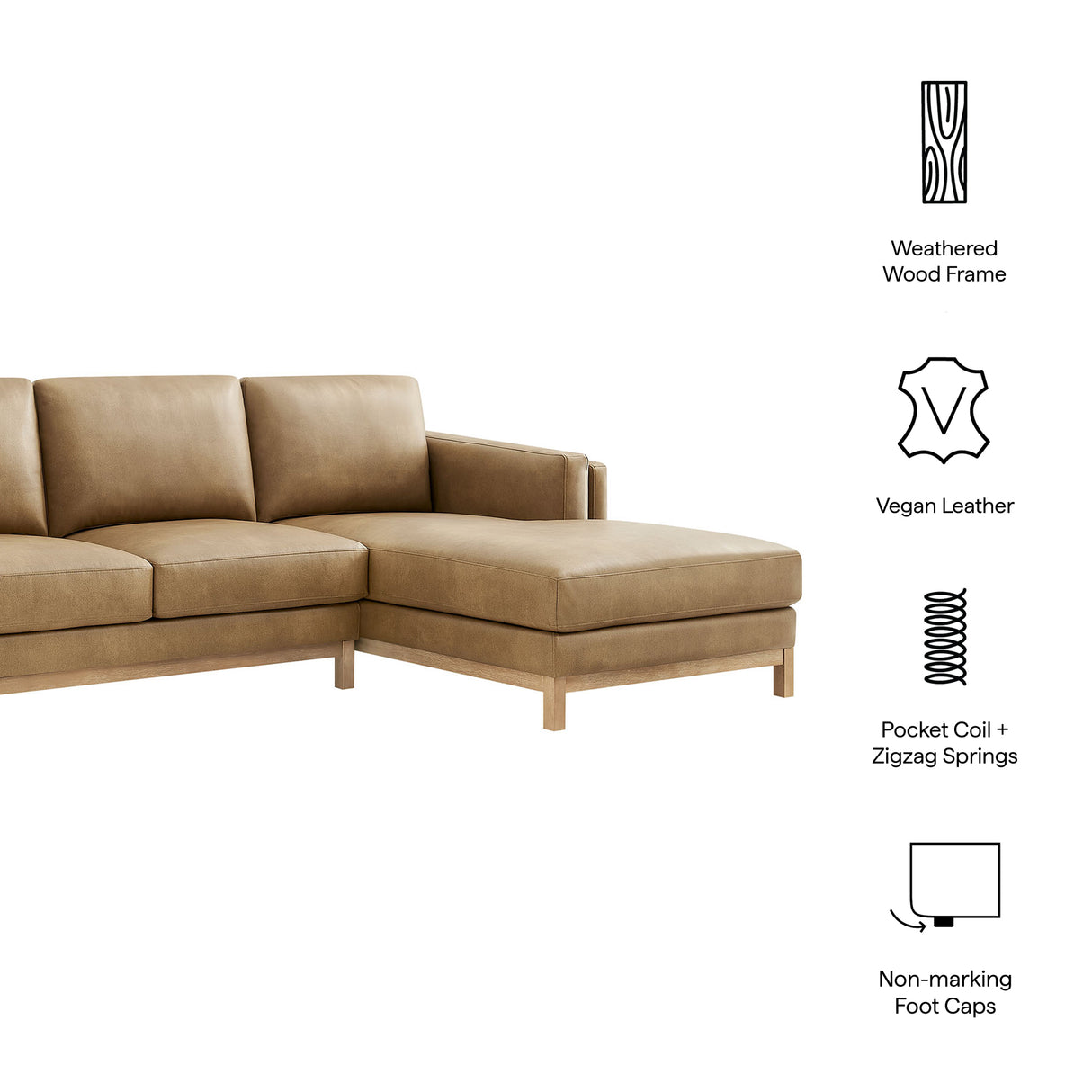 Roscoe Right-Facing Vegan Leather Sectional Sofa with Chaise by Modway