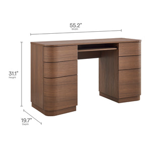 Mirae 55" 6-Drawer Curved Office Desk by Modway