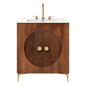 Vernon 30" Fluted Wood Bathroom Vanity Cabinet with Sink