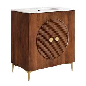 Vernon 30" Fluted Wood Bathroom Vanity Cabinet with Sink