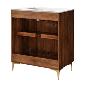 Vernon 30" Fluted Wood Bathroom Vanity Cabinet with Sink