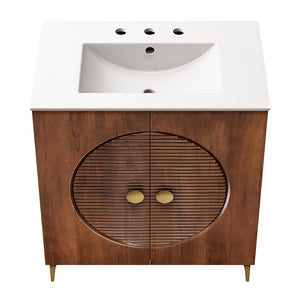 Vernon 30" Fluted Wood Bathroom Vanity Cabinet with Sink
