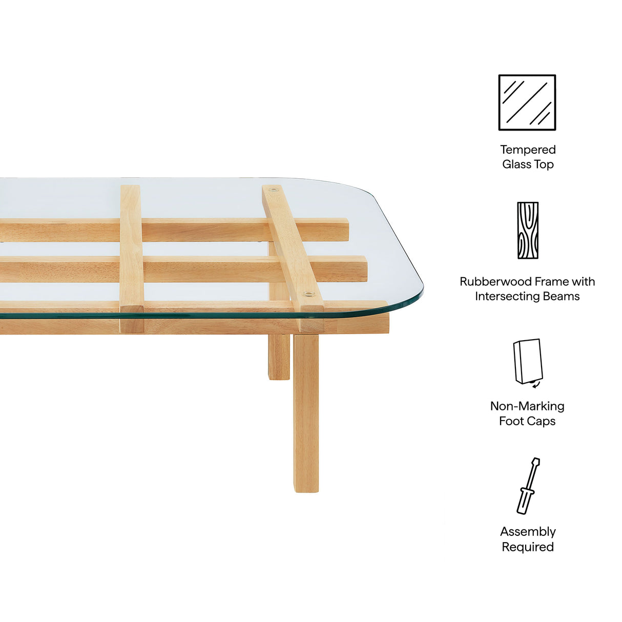 Isby 35 Inch Tempered Glass Coffee Table by Modway