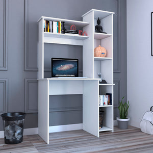 Versalles Writing Desk, Two Superior Shelves, Five Cubbies - White