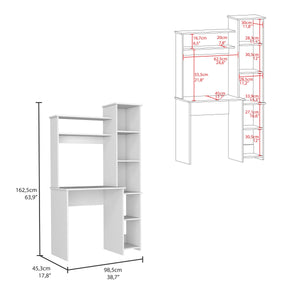 Versalles Writing Desk, Two Superior Shelves, Five Cubbies - White