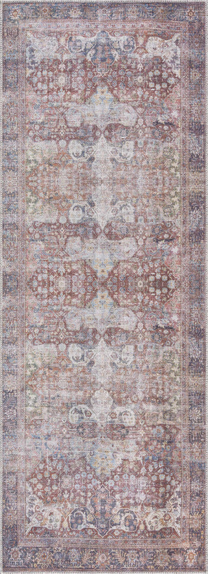 Rust Elki Vintage Medallion Washable Area Rug - Clearance